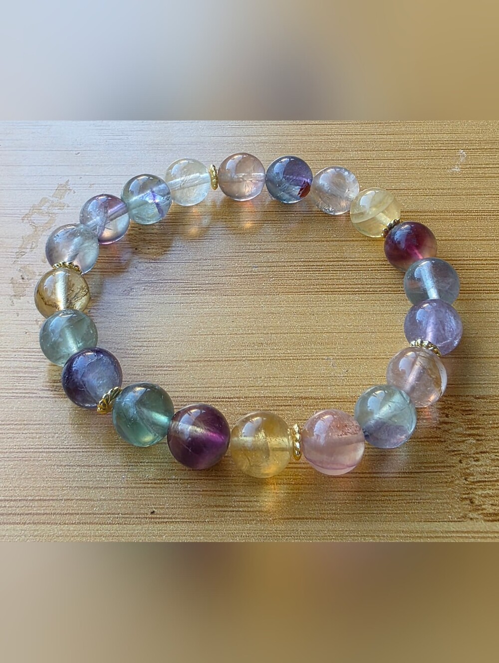 Multicolor Fluorite Bead Stretch Bracelet - Women Jewelry